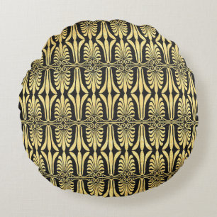 Elegant zwart goud art deco rond werpkussen kussen