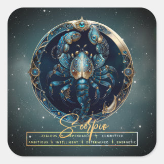 Elegant zwart goud astrologie sterrenbeeld Schorpi Vierkante Sticker