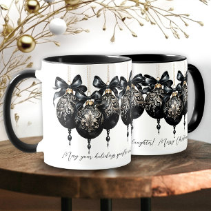 Elegant zwart goud balletjes luxe kerst citaat mok