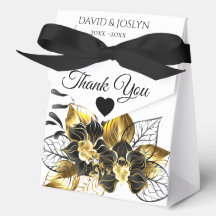 Elegant Zwart & Goud Bloemen Jubileum Party