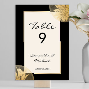 Elegant zwart goud bloemenbruiloft receptie kaart