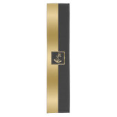 Elegant Zwart & Goud Boot Anker Modern Design File Korte Tafelloper (Voorkant)