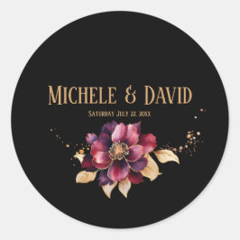 Elegant zwart goud bordeaux Classic Ronde Sticker
