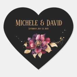 Elegant zwart goud bordeaux hart sticker