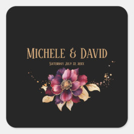 Elegant zwart goud bordeaux vierkante sticker