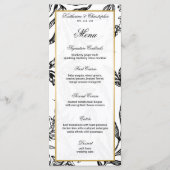 Elegant Zwart Goud Botanisch Wedding Menu (Voorkant)