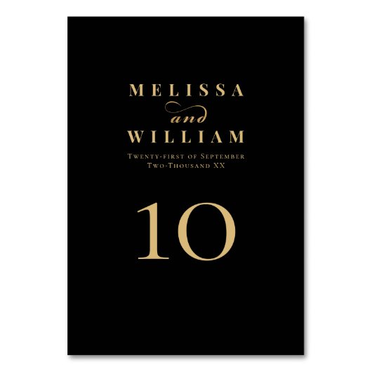 Elegant zwart goud bruid & bruidegom bruiloft kaart (Voorkant)