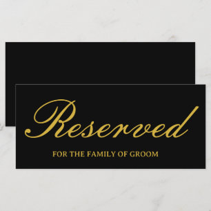 Elegant Zwart Goud Bruiloft Gereserveerd Teken Kaa