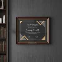 Elegant zwart goud certificaat van prestatie Desi