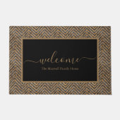 Elegant zwart goud chevron scriptnaam deurmat (Voorkant)