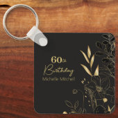 Elegant Zwart Goud Custom 60e Verjaardag Elke Leef Sleutelhanger (Voorkant)
