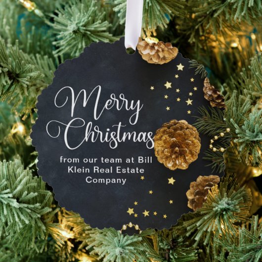 Elegant Zwart Goud Custom Bedrijf Kerstmis Ornament Kaart (Insitu (Drie))