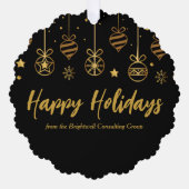 Elegant Zwart Goud Custom Business Vakantiegift Ornament Kaart (Voorkant)