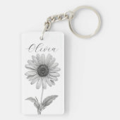 Elegant Zwart & Goud Daisy Custom Sleutelhanger (achterkant)