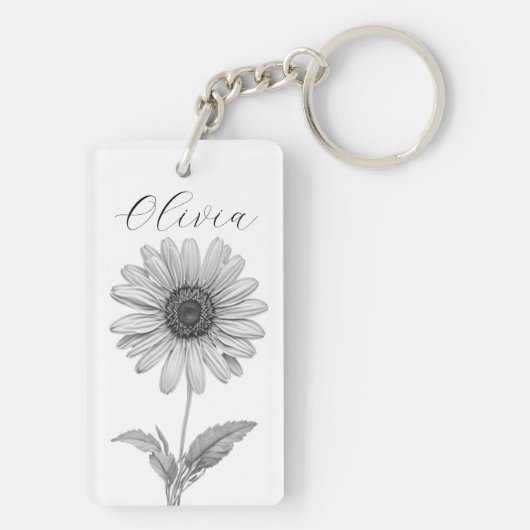 Elegant Zwart & Goud Daisy Custom Sleutelhanger (achterkant)