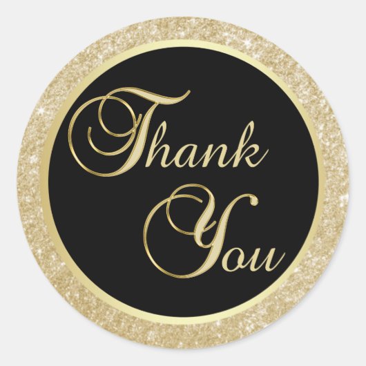 Elegant zwart goud dank u envelop afdichtingen ronde sticker (Voorkant)