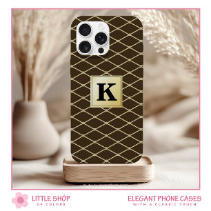 Elegant Zwart Goud Diamant Patroon Monogram