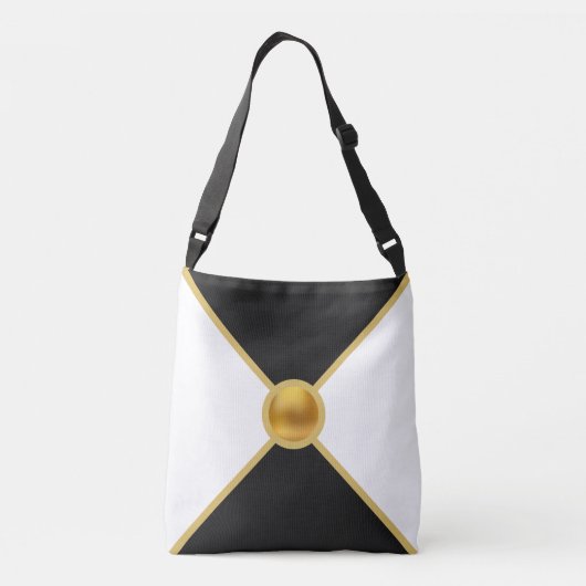 Elegant zwart, goud en wit crossbody tas (Achterkant)