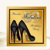 Elegant Zwart Goud Fabulous 50ste Verjaardagsfeest Kaart