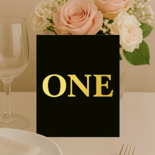 Elegant Zwart & Goud Folie Trouwtafel Nummer Feestdagenkaart