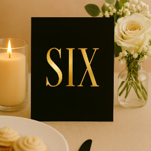 Elegant Zwart & Goud Folie Trouwtafel Nummer Feestdagenkaart