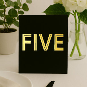 Elegant Zwart & Goud Folie Trouwtafel Nummer Feestdagenkaart