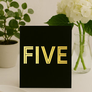 Elegant Zwart & Goud Folie Trouwtafel Nummer Feestdagenkaart