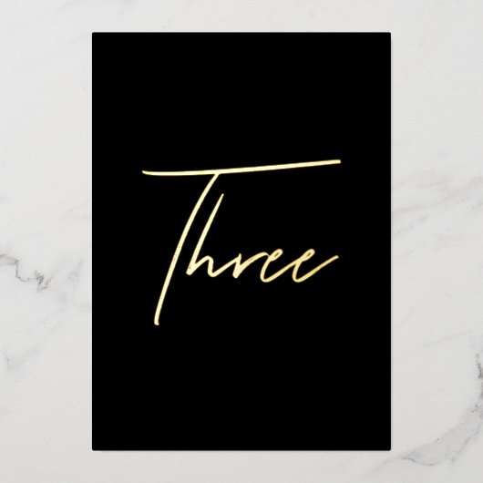 Elegant Zwart & Goud Folie Trouwtafel Nummer Folie Feestdagenkaart (Voorkant)