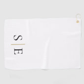 Elegant zwart goud gepersonaliseerd monogram  golfhanddoek (Horizontaal)