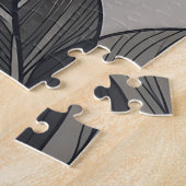 Elegant zwart goud gestileerd blad botanisch patro legpuzzel (Zijkant)