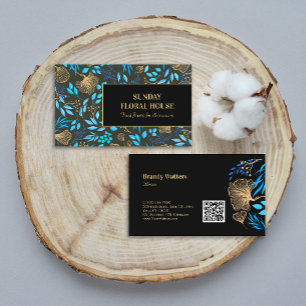 Elegant Zwart Goud Ginkgo Bloemen Vrouwelijk Visitekaartje