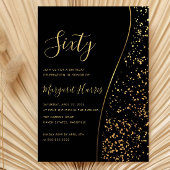 Elegant Zwart Goud Glitter 60ste Verjaardag Kaart