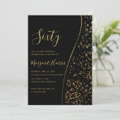 Elegant Zwart Goud Glitter 60ste Verjaardag Kaart (Staand voorkant)