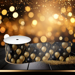 Elegant zwart goud glitter ballonnen patroon A021 Lint