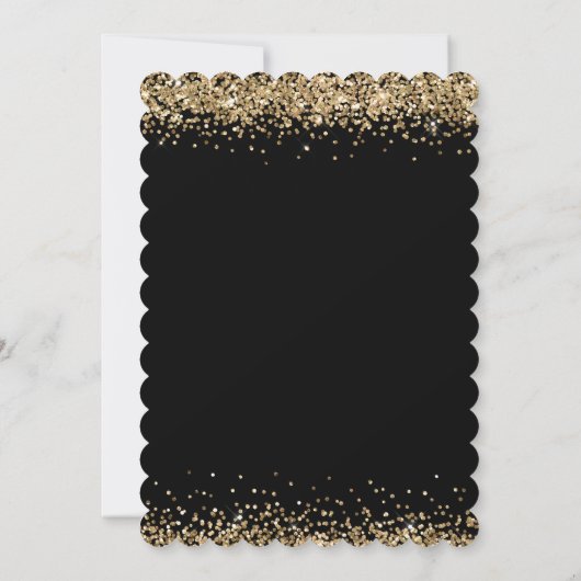 Elegant Zwart Goud Glitter Borders Bruiloft Kaart (Achterkant)