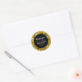 Elegant ZWART Goud Glitter Dank u Ronde Sticker (Envelop)