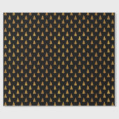 Elegant zwart goud glitter kerstbomen patroon cadeaupapier (Vlak)