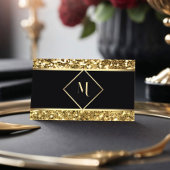 Elegant Zwart & Goud Glitter Modern Visitekaartje