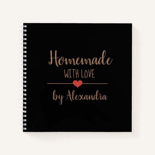 Elegant zwart goud Homemade met liefdesrecept Notitieboek (Voorkant)