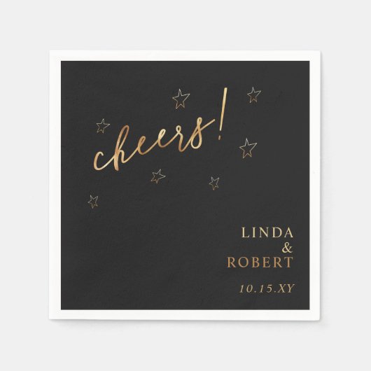 Elegant zwart goud juicht bruiloft vieringen servet (Voorkant)
