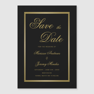 Elegant Zwart Goud Kalligrafie Save the Date