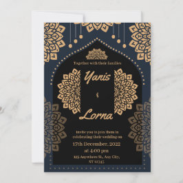 ELEGANT ZWART GOUD KLASSEKE MANDALA TROUWKAART KAART