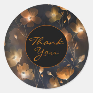 Elegant zwart goud koper terra cotta floral ronde sticker