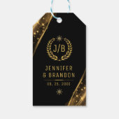 Elegant Zwart Goud Laurel Treat Feestelijk Ontwerp Cadeaulabel (Achterkant)