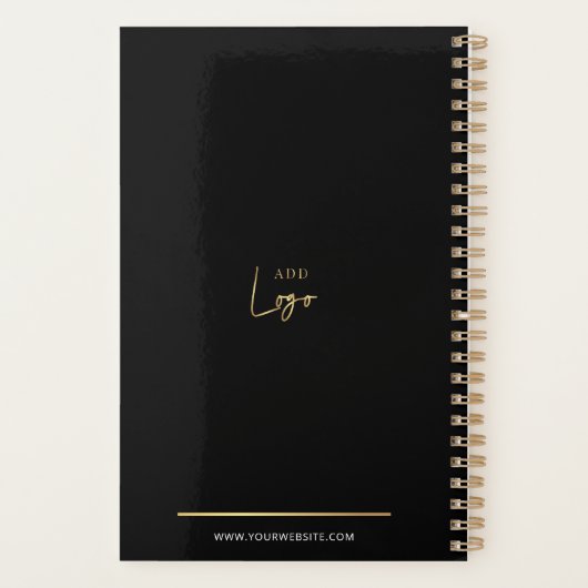 Elegant Zwart & Goud Logo Custom Business 2025 Planner (Achterkant)