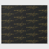 Elegant Zwart & Goud Luxe Signature Script Cadeaupapier (Vlak)