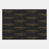 Elegant Zwart & Goud Luxe Signature Script Inpakpapier Vel (Voorkant 2)