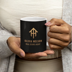 Elegant zwart & goud makelaar makelaar bedrijf log koffiemok