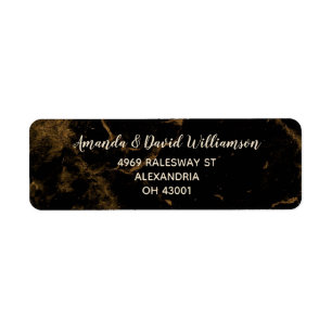 Elegant Zwart Goud Marmeren Adres Etiket