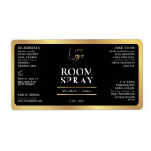 Elegant Zwart & Goud Modern Room Mist Spray Label (Voorkant)